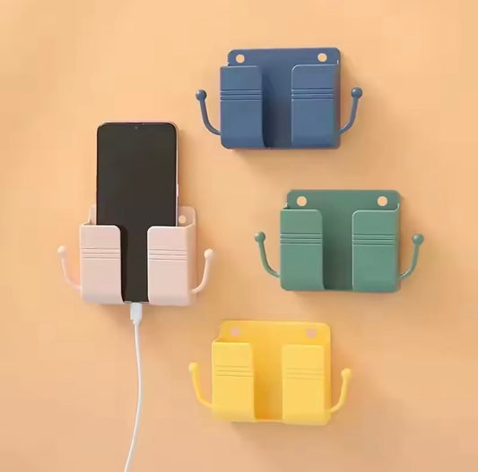 Support de téléphone mural adhésif avec crochets, boîte de rangement pour téléphone portable, télécommande, chambre, cuisine